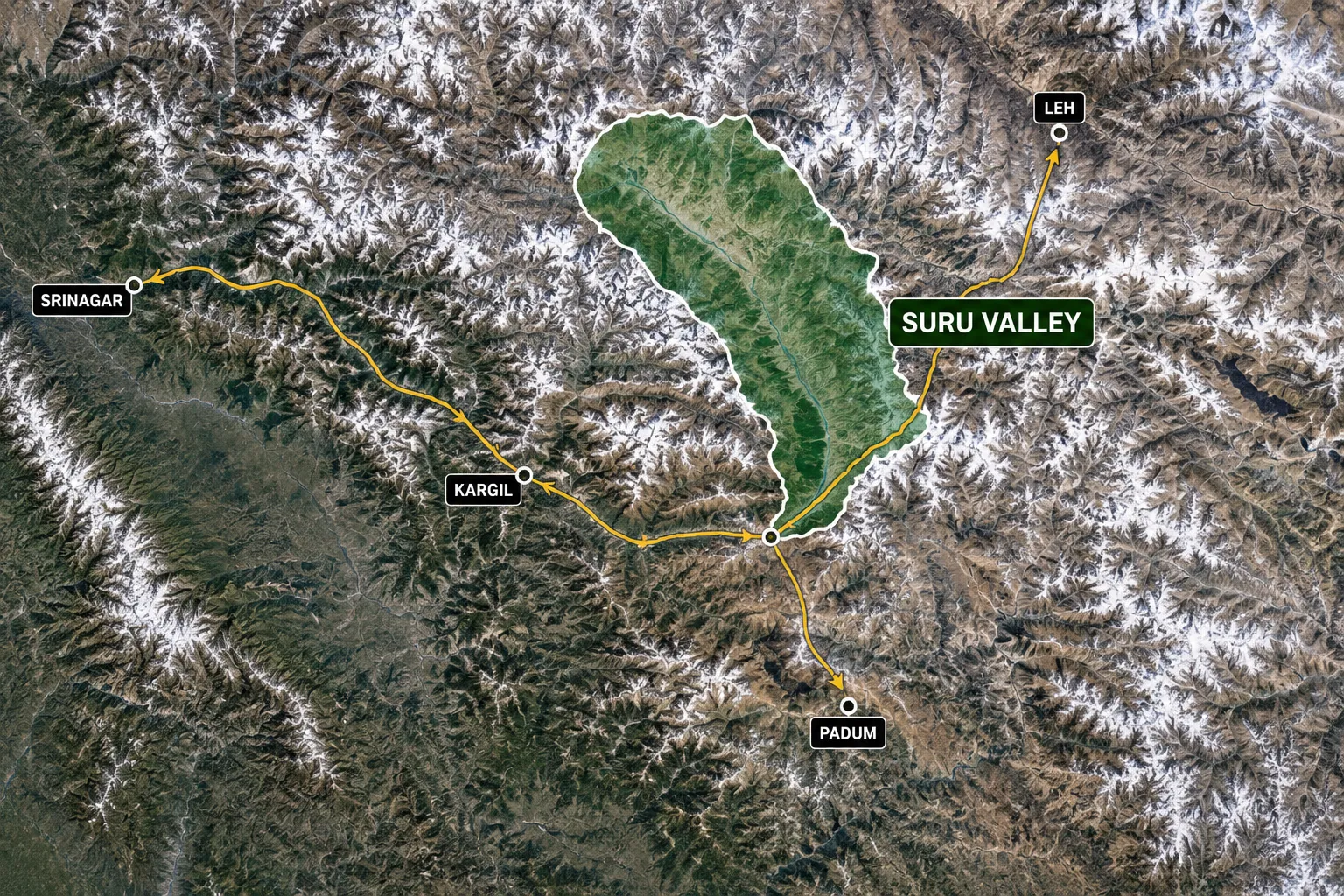 Suru Valley Map and Location in Kargil Ladakh